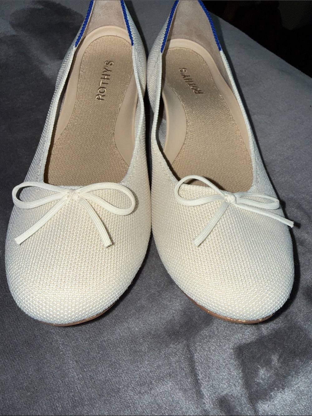 Rothy’s The Ballet Flat Gardenia Ivory Bow Knit Flats Size 10 - Picture 7 of 10
